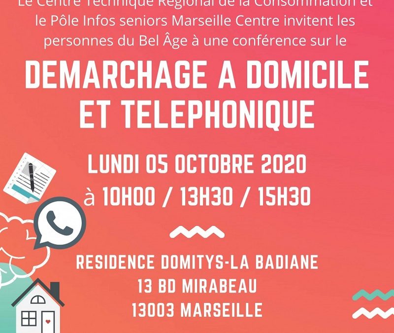 Conférence le 5 octobre 2020 sur Marseille à destination des seniors
